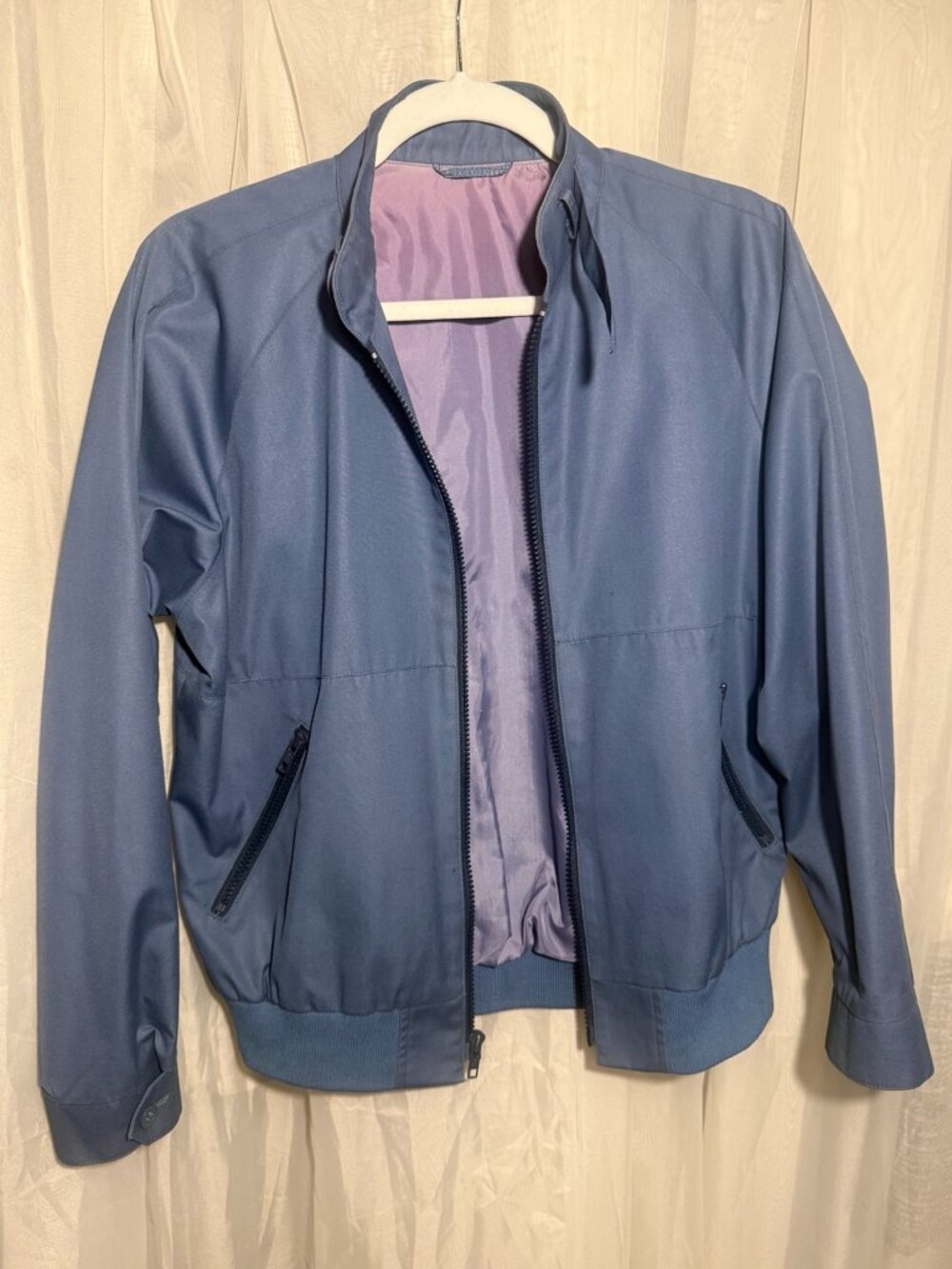 Vintage Blue Gray Harrington Bomber Jacket Zip Front Size 5/6